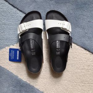 Authentic NWOB Birkenstock Arizona black and white vegan 41 W10 M8